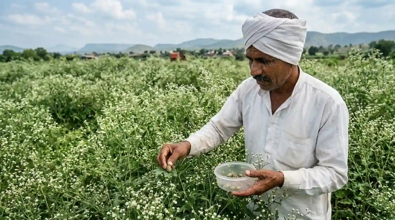 या विद्यापीठात फक्त २ रुपये घेऊन जा आणि गाजरगवताचा कायमचा नायनाट करा! काय आहे हा विषय? वाचा सविस्तर 2 शेतकरी गाजरगवतावर मेक्सिकन भुंगे सोडताना