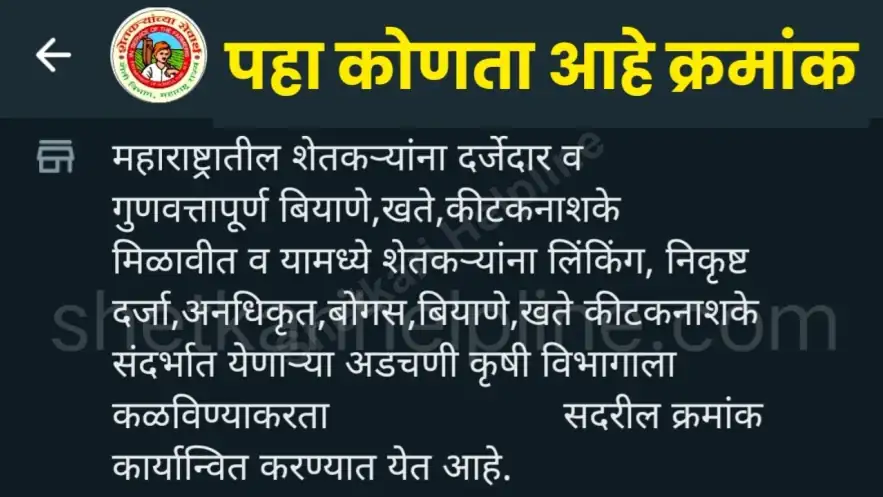 बोगस बियाणे तक्रार: कृषी विभागाने जारी केला whatsapp नंबर; २४ तासांत होणार कारवाई