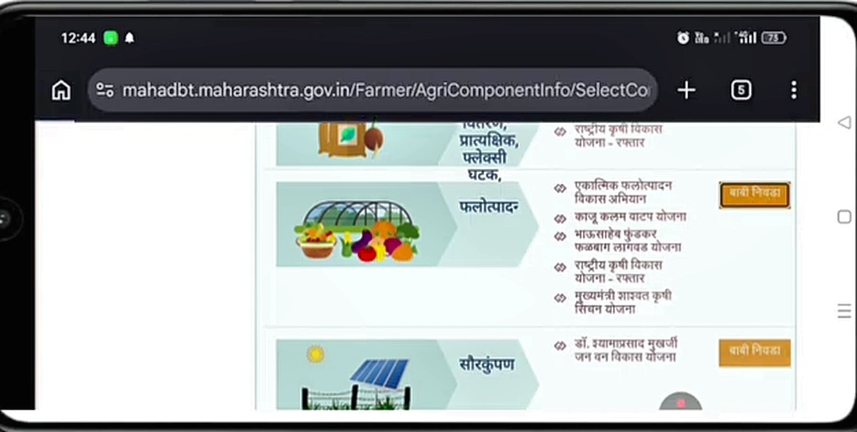 भाऊसाहेब फुंडकर फळबाग लागवड योजना २०२६: १६ फळपिकांना १००% अनुदान, GR आणि महाडीबीटी ऑनलाईन अर्ज पद्धत 7 फलोत्पादन विभाग निवड